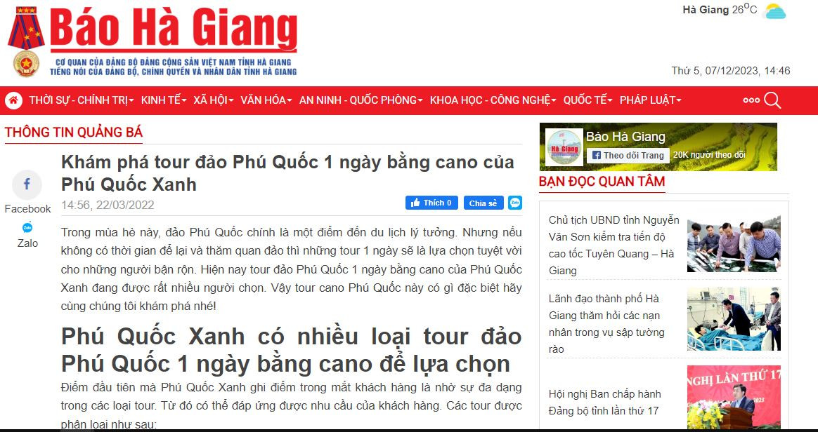 CẢNH BÁO Xuất hiện Website giả mạo công ty Phú Quốc Xanh