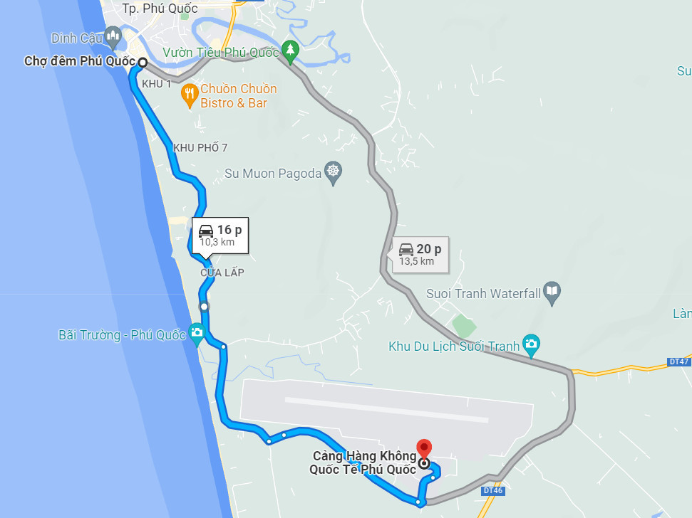 Di chuyển từ sân bay đến trung tâm Dương Đông