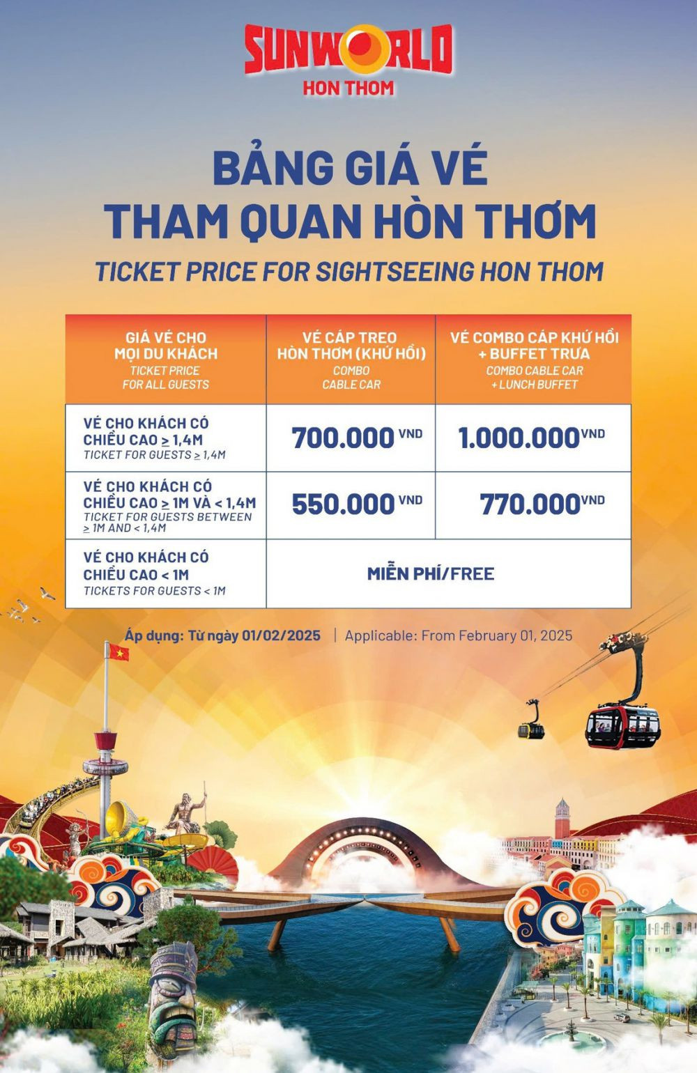 Giá vé cáp treo Hòn Thơm